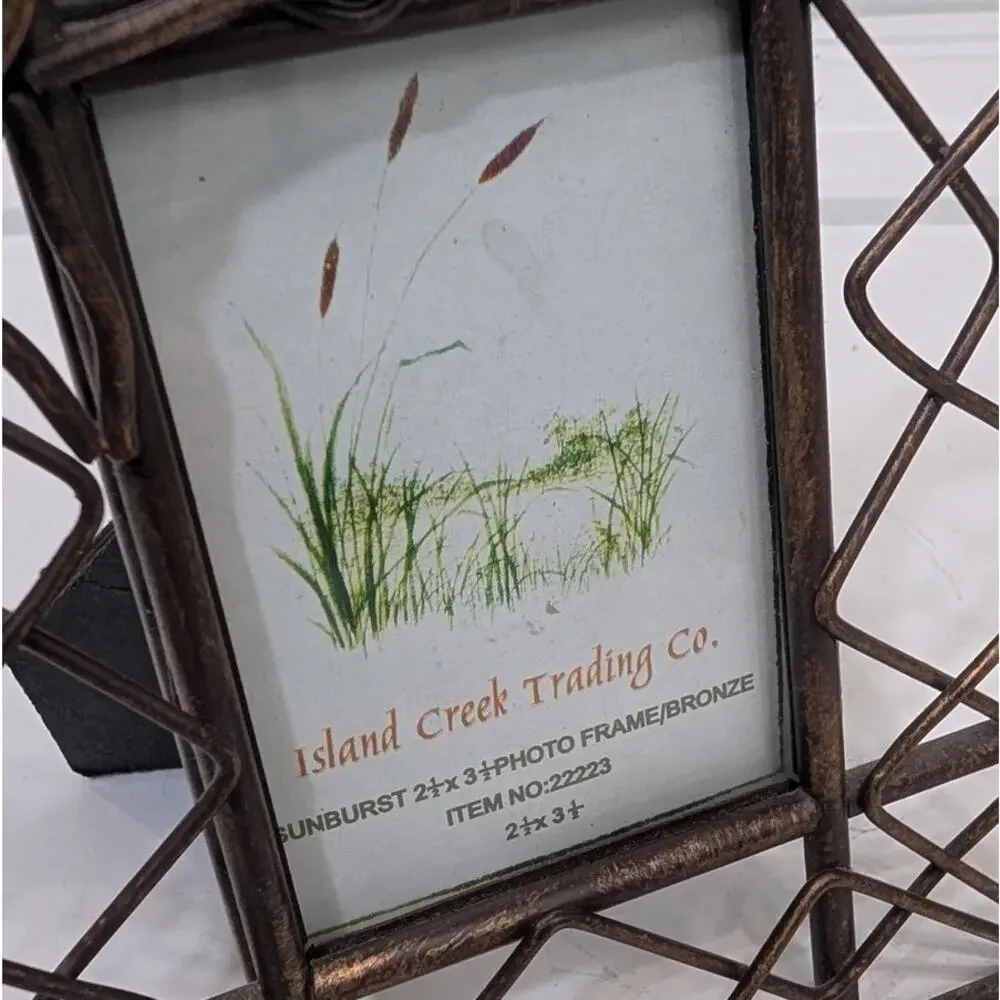 Island Creek Trading Co. Picture Frame 2.3x3.5 Easel Back Sun Decor Metal Gift